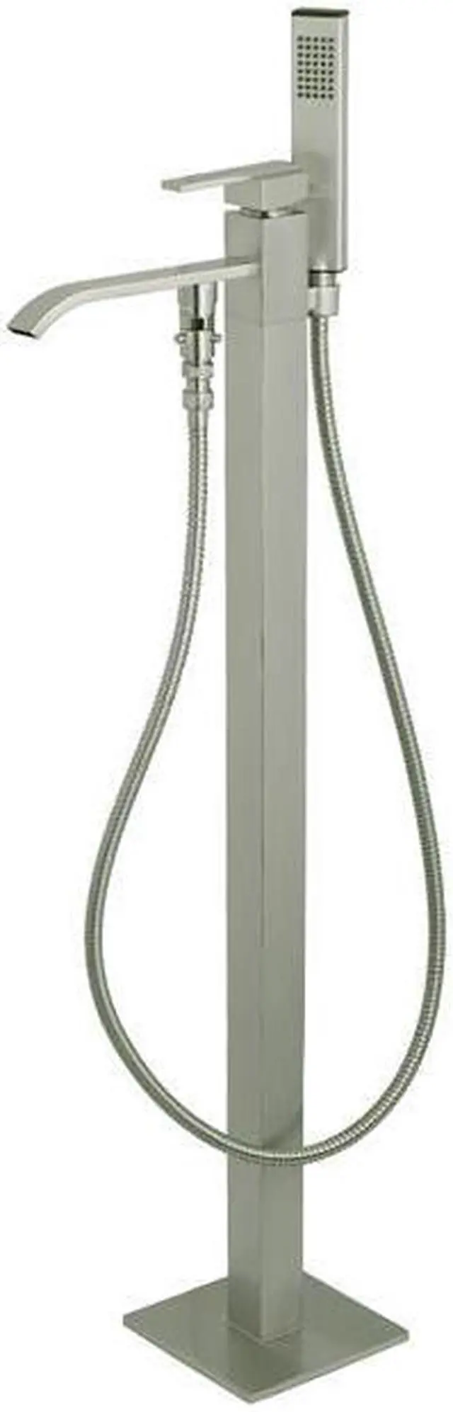 Main image of Kingston Brass KS4138QLL Heritage Freestanding Roman Tub Filler with Handshower, Brushed Nickel - 41.76 x 14.91 x 7.64 in.