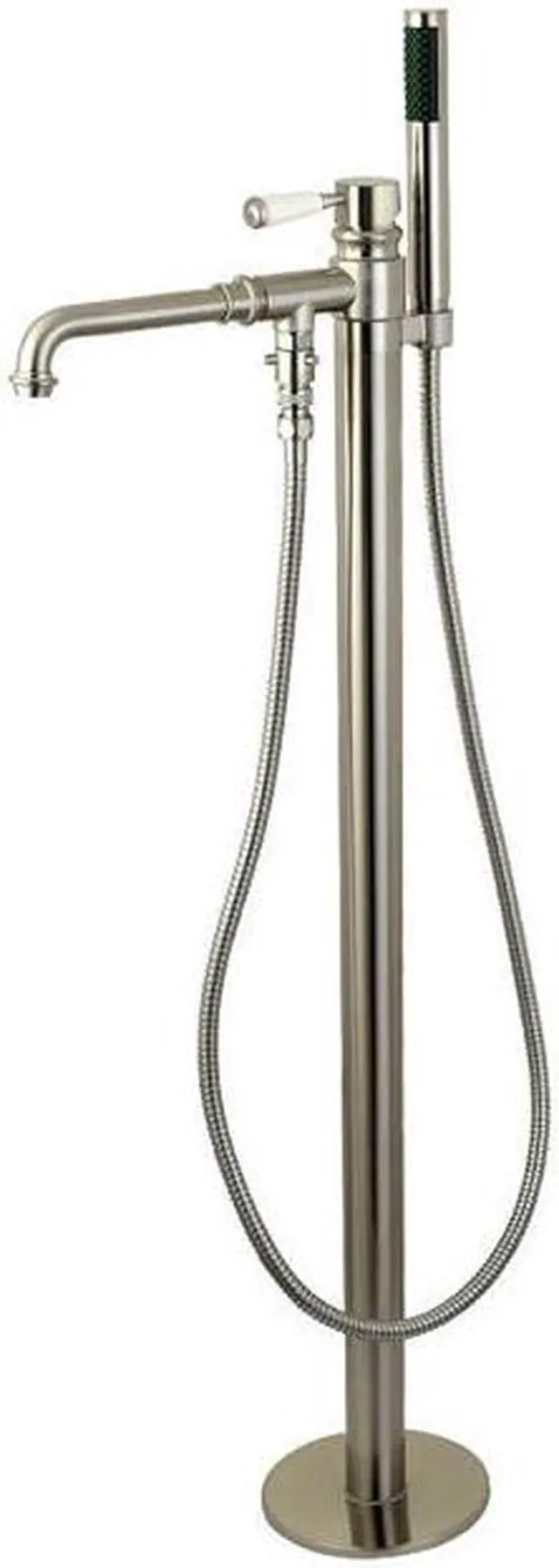 Main image of Kingston Brass KS7038DPL Paris Paris Single Handle Freestanding Roman Tub Filler with Hand Shower, Brushed Nickel