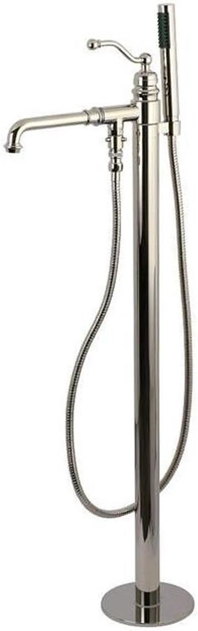 Main image of Kingston Brass KS7036ABL English Country English Country Single Handle Freestanding Roman Tub Filler with Hand Shower, Polished Nickel