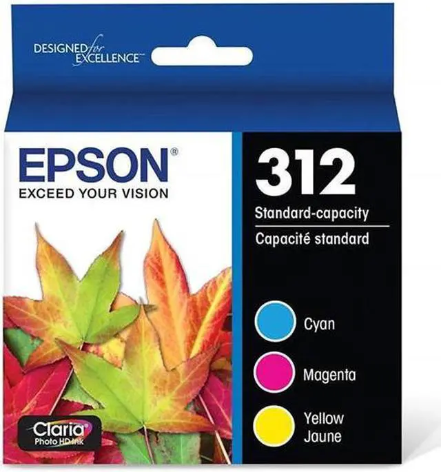 Alt view image 3 of 7 - Epson T312 Claria Standard Capacity Ink Cartridge, 3 Pack, Cyan/Magenta/Yellow