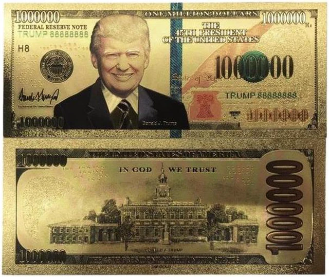 Main image of Blinkee PDD12k-1M Million Dollar Bill with US President Donald Trump 24k Gold Plated Fake Banknote Currency for Decoration