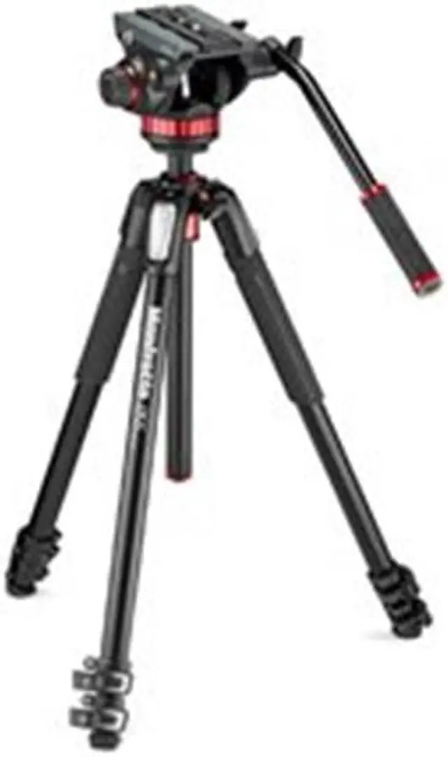 Alt view image 7 of 20 - Manfrotto MVH502AH Fluid Video Head with MT055XPRO3 Aluminum 3-Section Tripod