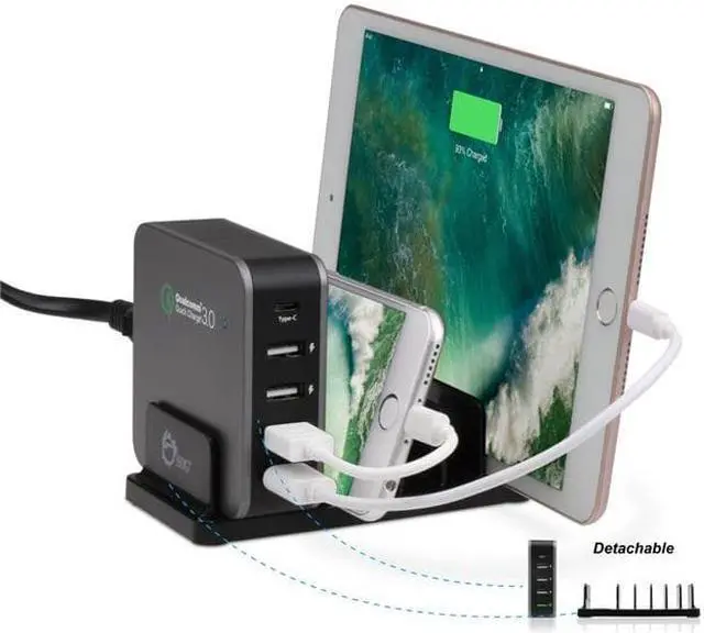 Alt view image 3 of 11 - SIIG AC-PW1714-S1 5Port Smart USB Charger Blk