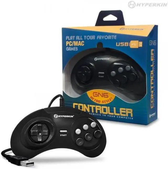 Alt view image 4 of 13 - Hyperkin GN6 Premium Genesis-Style USB Controller for Mac/Windows PC, Black (M07058)