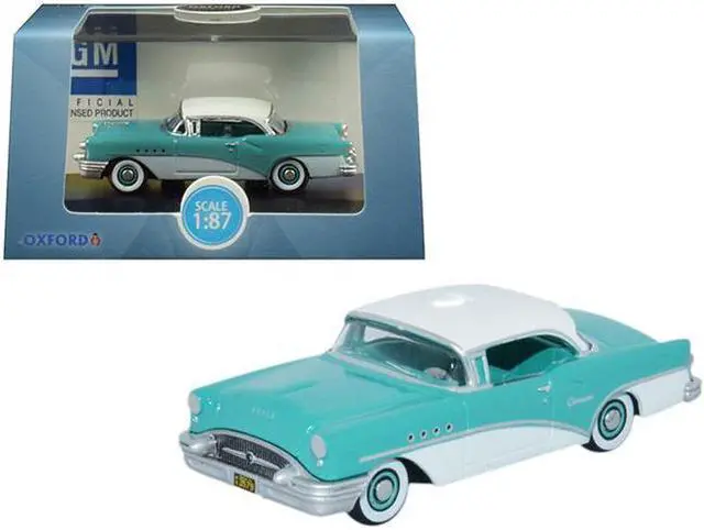 Alt view image 2 of 4 - 1955 Buick Century Turquoise and Polo White 1/87 (HO) Scale Diecast Model Car by Oxford Diecast
