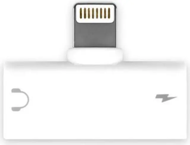 Alt view image 2 of 8 - Aluratek Lightning + 3.5 mm Adapter For iPhone/iPad - 1 x Lightning Male Proprietary Connector - 1 x Lightning Female Proprietary Connector, 1 x Mini-phone Female Stereo Audio