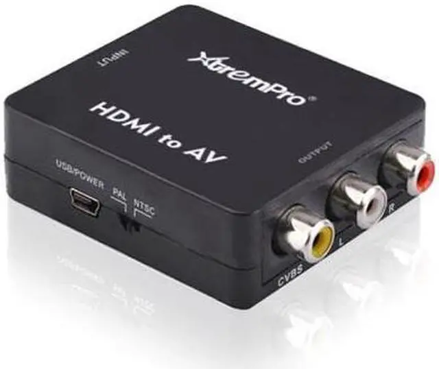 Alt view image 7 of 7 - XtremPro HDMI to AV Converter, HDMI to RCA, 3RCA 1080p AV CVBS Composite Video Audio Converter Adapter Supt PAL, NTSC, USB Charge Cable for HD Camara, PC, Laptop, HD DVD, Projector etc - Black (61085)