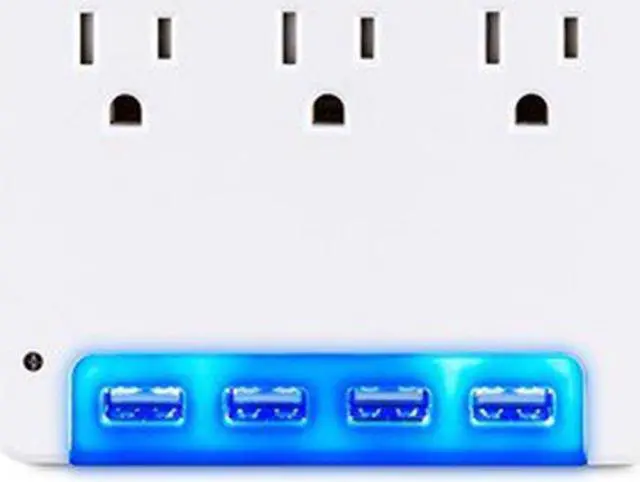 Alt view image 7 of 10 - CyberPower Professional P3WUN 3-Outlet Surge Suppressor/Protector - 3 x NEMA 5-15R, 4 x USB - 120 V Input