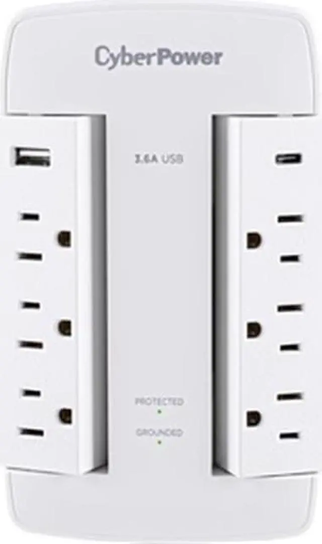Alt view image 4 of 9 - CyberPower Professional 6-Outlet Surge Suppressor/Protector - 6 x NEMA 5-15R, 3 x USB - 900 J - 125 V AC Input