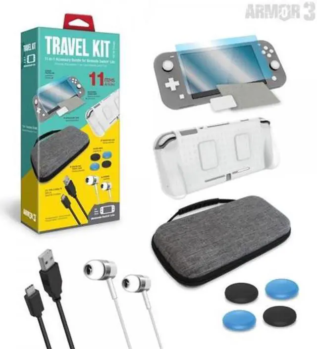 Alt view image 5 of 5 - Armor3 Travel Kit: Travel Case, Protective Case, Screen Protector, Earbuds, Type-C Charging Cable, Thumb Grips, Microfiber Screen Wipe for Nintendo Switch Lite