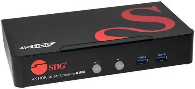 Alt view image 2 of 15 - SIIG 2-Port HDMI 2.0 4K HDR Smart Console KVM Switch with USB 3.0 Multimedia Ports