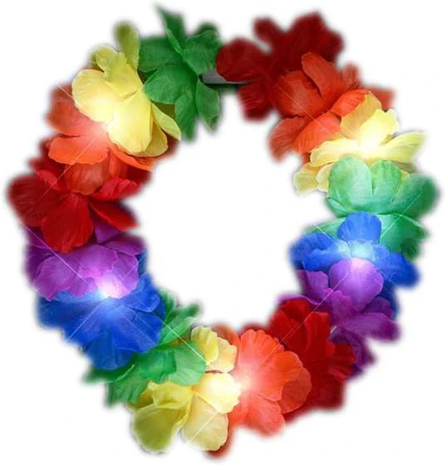 Alt view image 2 of 4 - Light Up Rainbow Hawaiian Stretch Flower Crown