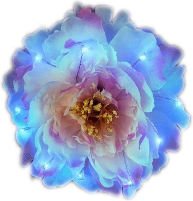 Main image of Red on Blue on Green LED Flower Hair Clip