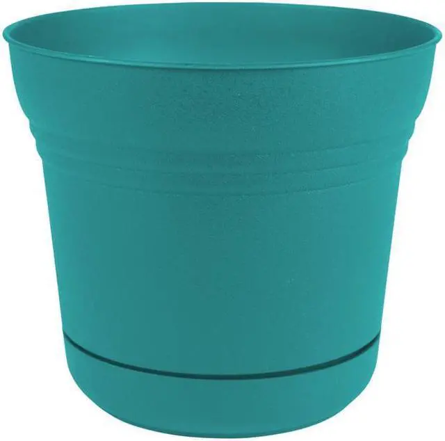 Main image of Bloem SP1426 14 in. Saturn Planter with Saucer, Bermuda Teal