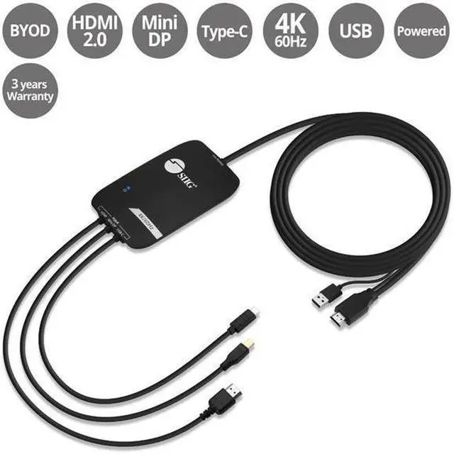Alt view image 9 of 20 - Siig 3X1 Hdmi 4K Multi Format Presentation Switcher - Byod