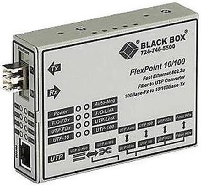 Alt view image 4 of 7 - Black Box FlexPoint LMC100A-SMLC-R2 Transceiver/Media Converter