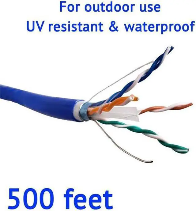 Alt view image 6 of 14 - Micro Connectors  500FT Solid Shielded (STP) CAT6 Outdoor, UV Resistant Bulk Ethernet 23AWG Cable - Blue (TR4-560BLOU-500)