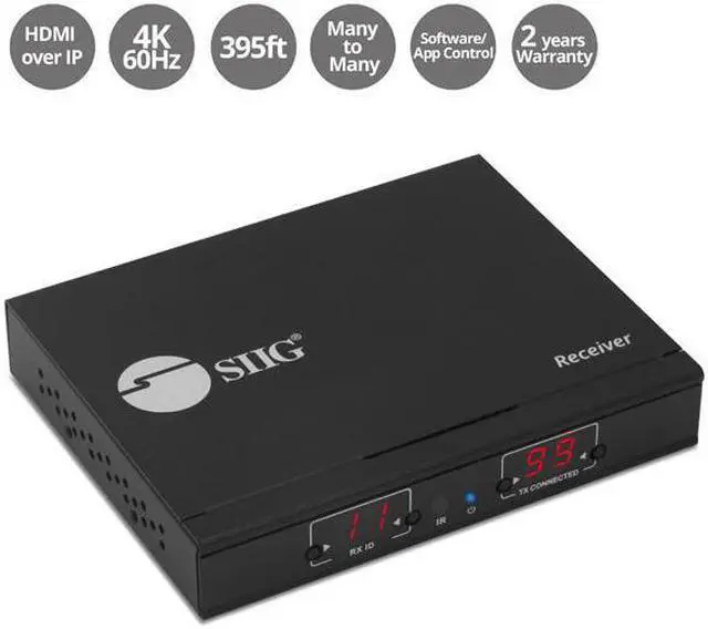 Alt view image 7 of 20 - SIIG - CE-H25B11-S1 - SIIG HDMI 2.0 4K60Hz Over IP Extender / Matrix with IR - Transmitter - 1 Input Device - 393.70 ft
