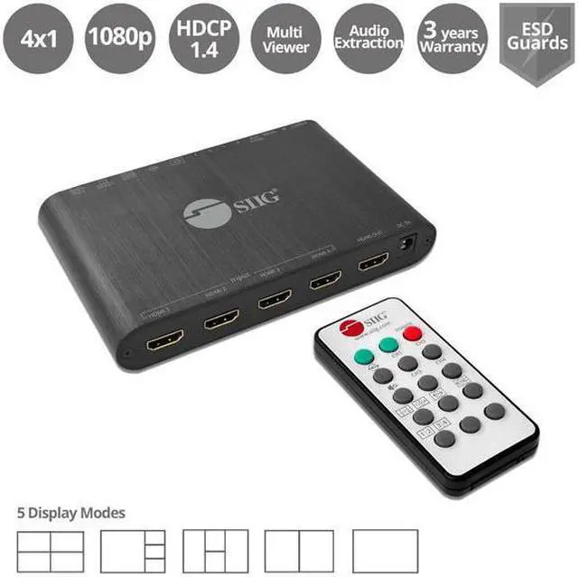 Alt view image 6 of 15 - SIIG - CE-H25R11-S1 - SIIG 4x1 HDMI Seamless Quad-Split Multi-Viewer Switcher - 1920 x 1080 - Full HD - 4 x 1 - 1 x HDMI