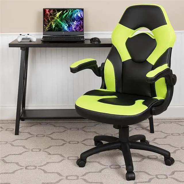 Alt view image 17 of 17 - X10 Gaming Chair Racing Office Ergonomic Computer PC Adjustable Swivel Chair with Flip-up Arms, Neon Green/Black LeatherSoft