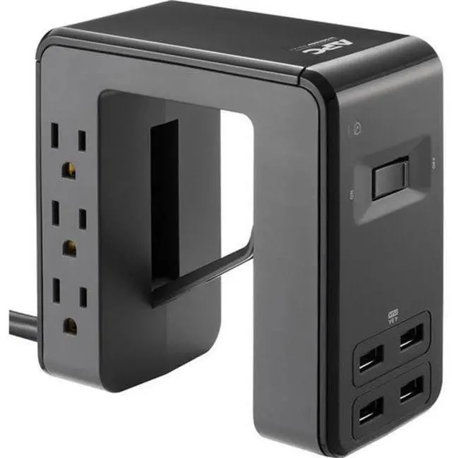 Alt view image 8 of 15 - APC U-Shaped Surge Protector 6-Outlets 1080 Joule Surge Protection with 4 USB Charger Ports (PE6U4)