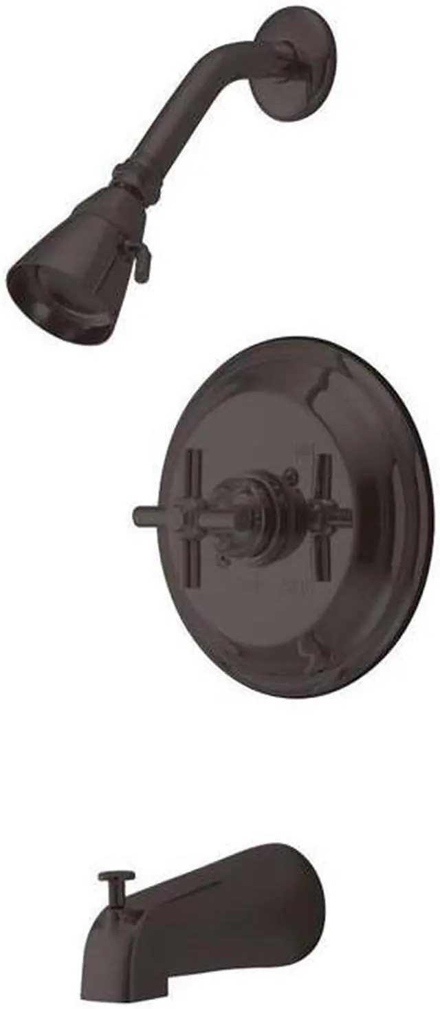Main image of Kingston Brass KB2635EX Tub & Shower Faucet with Cross Handle, Oil Rubbed Bronze
