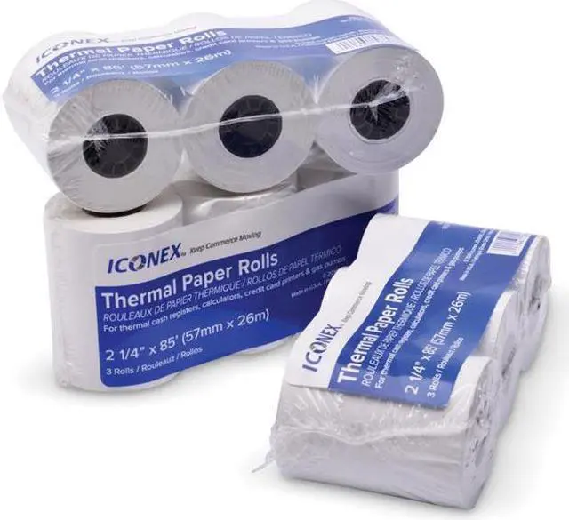 Alt view image 3 of 6 - Iconex Direct Thermal Printing Thermal Paper Rolls 2.25" x 85 ft White 3/Pack