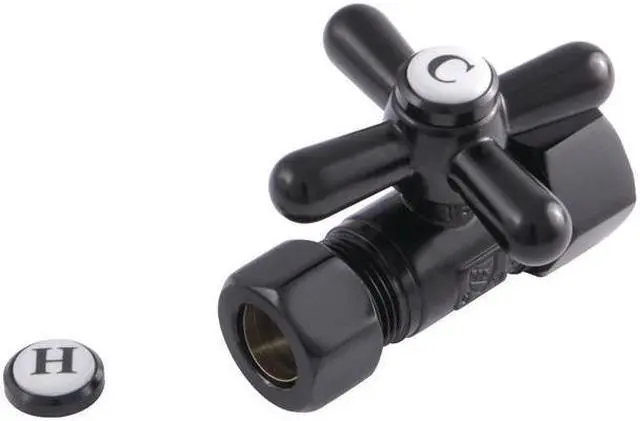 Main image of Kingston Brass CC44450X 5/8" O.D. Comp, 1/2" O.D. Comp Straight Shut-off Valve, Matte Black