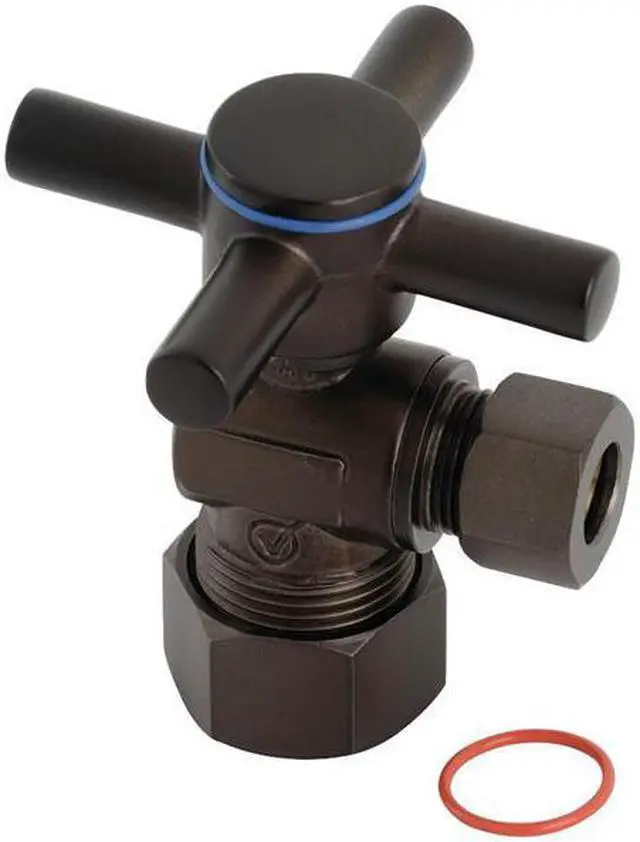 Main image of Kingston Brass CC53305DX Concord 5/8" x 3/8" O.D. Comp, Quarter Turn Angle Stop Valve, Oil Rubbed Bronze