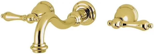 Alt view image 2 of 3 - Kingston Brass KS3022AL Restoration Two-Handle 3-Hole Wall Mount Roman Tub Faucet in Polished Brass