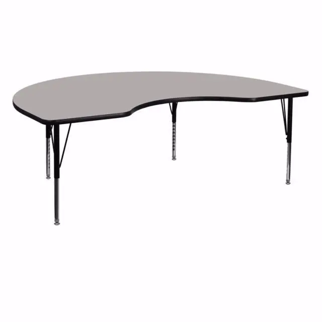 Alt view image 2 of 9 - 48''W x 72''L Kidney Grey HP Laminate Activity Table - Height Adjustable Short Legs