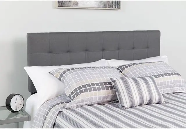 Alt view image 7 of 16 - Bedford Tufted Upholstered Queen Size Headboard in Dark Gray Fabric