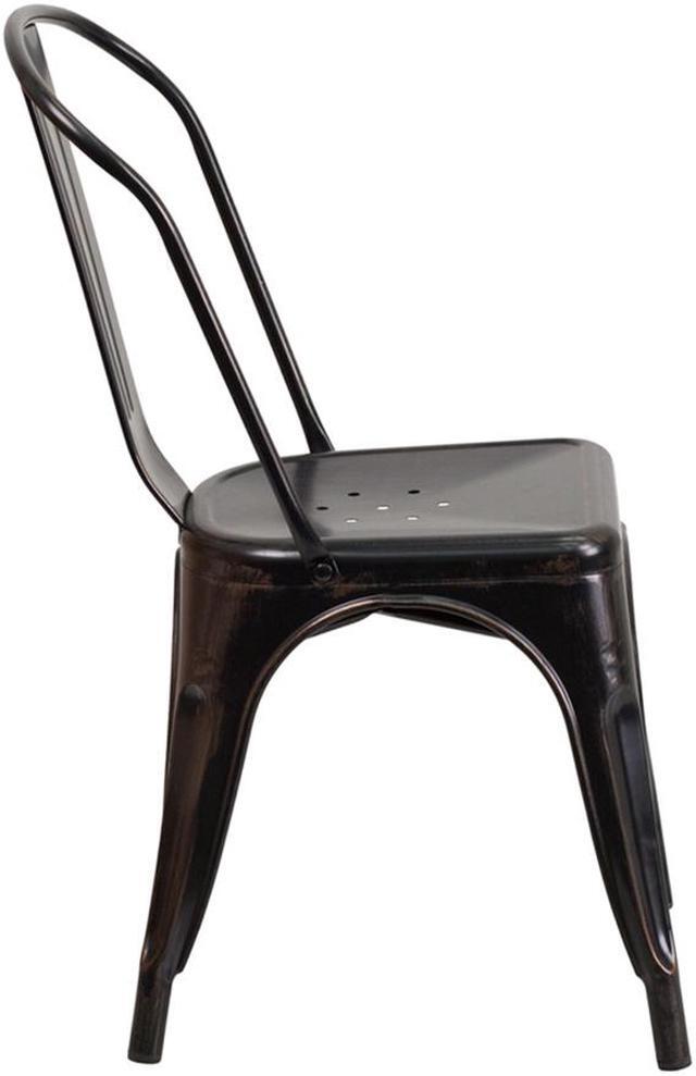 Alt view image 10 of 20 - Commercial Grade Black-Antique Gold Metal Indoor-Outdoor Stackable Chair