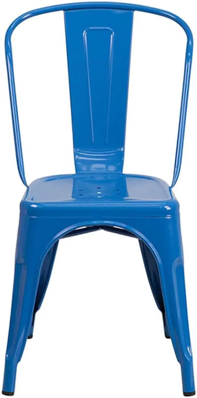 Alt view image 10 of 20 - Flash Furniture Metal Indoor/Outdoor Stackable Chair, Blue