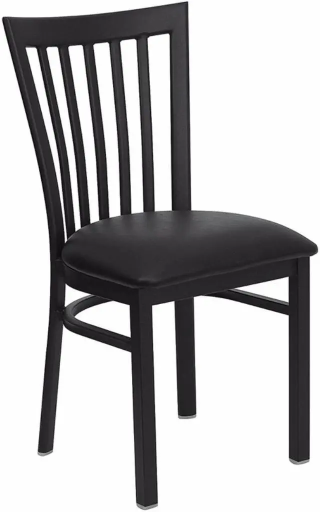 Alt view image 8 of 20 - HERCULES Series Black School House Back Metal Restaurant Chair - Black Vinyl Seat