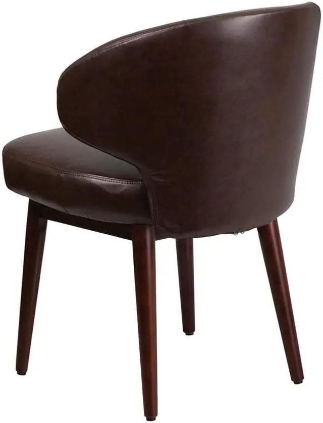 Alt view image 12 of 20 - Comfort Back Series Brown Leather Side Reception Chair with Walnut Legs