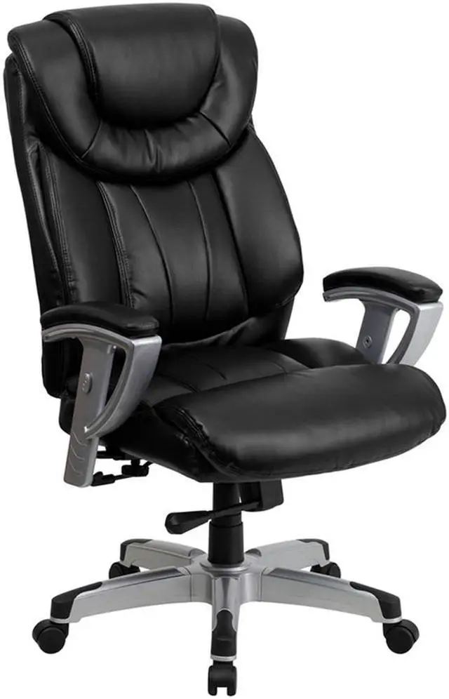 Alt view image 11 of 20 - HERCULES Series Big & Tall 400 lb. Rated Black LeatherSoft Executive Ergonomic Office Chair with Silver Adjustable Arms