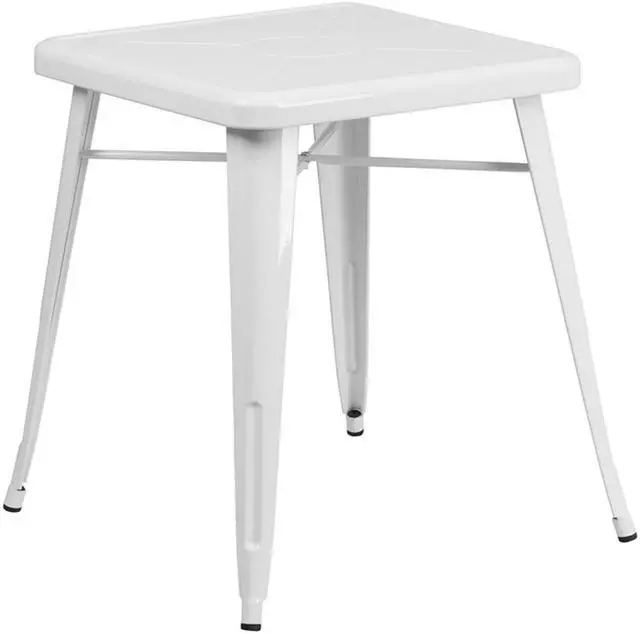 Alt view image 2 of 8 - Commercial Grade 23.75" Square White Metal Indoor-Outdoor Table