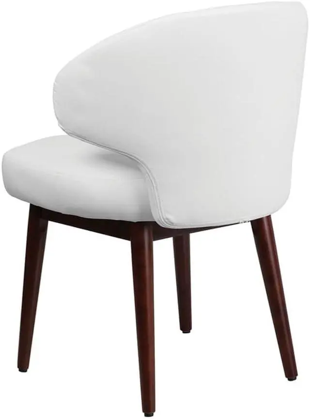 Alt view image 13 of 20 - Comfort Back Series White LeatherSoft Side Reception Chair with Walnut Legs