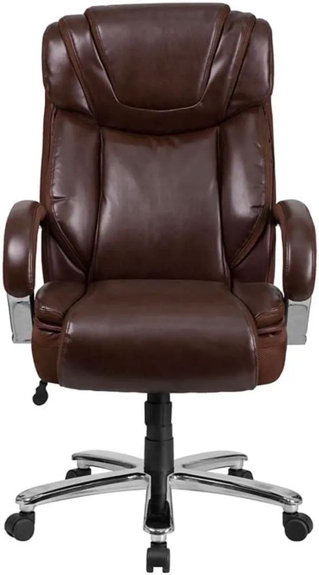 Alt view image 17 of 20 - Flash Furniture Hercules Series 500 lb Brown Leather Executive Swivel Office Chair with Extra Wide Seat