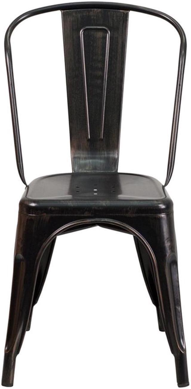 Alt view image 12 of 20 - Commercial Grade Black-Antique Gold Metal Indoor-Outdoor Stackable Chair