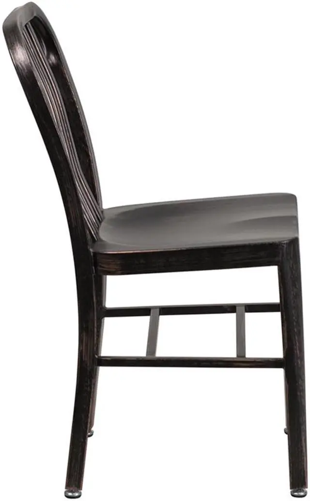 Alt view image 3 of 20 - Flash Furniture Black-Antique Gold Metal Indoor-Outdoor Chair (CH-61200-18-BQ-GG) CH6120018BQ
