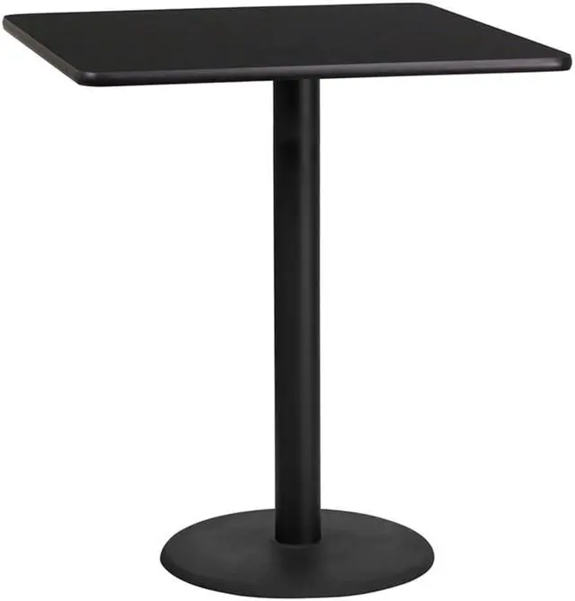 Alt view image 3 of 12 - 36'' Square Black Laminate Table Top with 24'' Round Bar Height Table Base