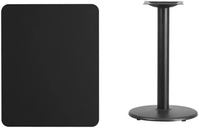 Alt view image 3 of 12 - 24'' x 30'' Rectangular Black Laminate Table Top with 18'' Round Table Height Base