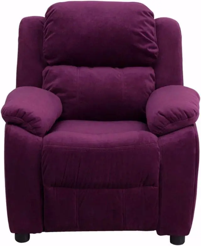 Alt view image 11 of 16 - Flash Furniture BT-7985-KID-MIC-PUR-GG Deluxe Heavily Padded Contemporary Purple Microfiber Kids Recliner with Storage Arms