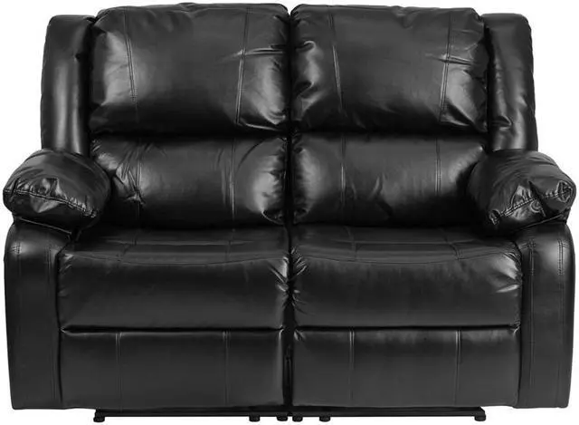 Alt view image 9 of 16 - Harmony Series Black LeatherSoft Loveseat with Two Built-In Recliners