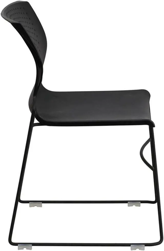 Alt view image 11 of 20 - HERCULES Series 661 lb. Capacity Black Full Back Stack Chair with Black Powder Coated Frame