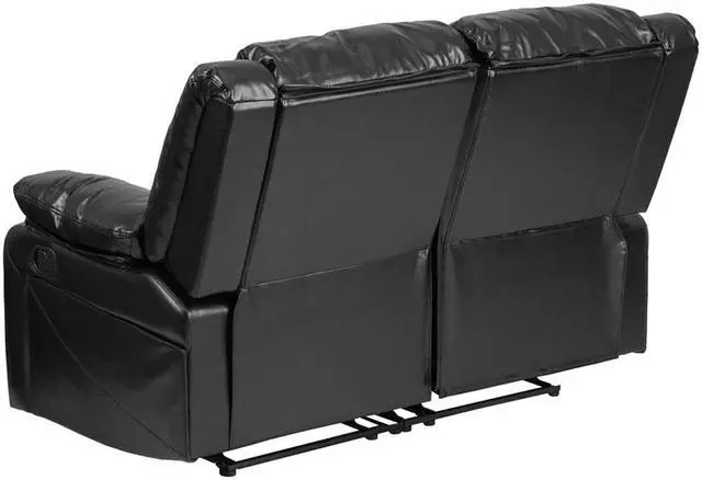 Alt view image 8 of 16 - Harmony Series Black LeatherSoft Loveseat with Two Built-In Recliners