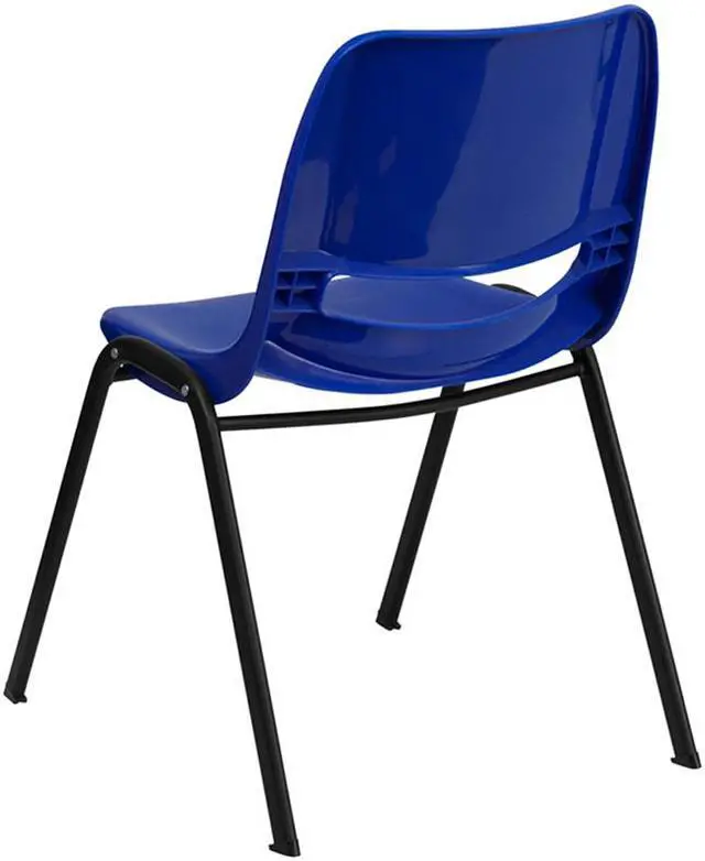 Alt view image 6 of 20 - HERCULES Series 440 lb. Capacity Kid's Navy Ergonomic Shell Stack Chair with Black Frame and 14" Seat Height