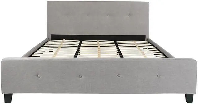 Alt view image 7 of 17 - Tribeca King Size Tufted Upholstered Platform Bed in Light Gray Fabric